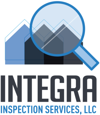 Integra Inspection Services, LLC Logo of a magnifying glass over a house