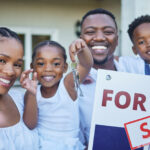 Photo of family in their new home