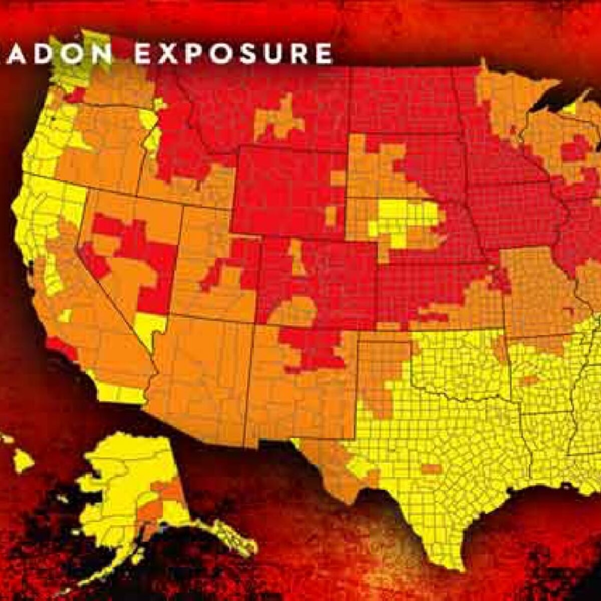 The EPA's Radon Exposure map of the USA.