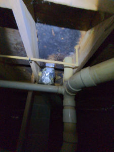 water leak under bathroom in crawlspace